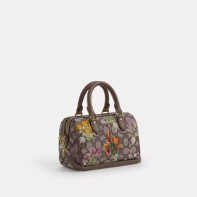 Borsa a tracolla Mini Rowan in jacquard esclusivo con ricami floreali