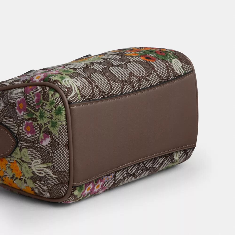 Borsa a tracolla Mini Rowan in jacquard esclusivo con ricami floreali