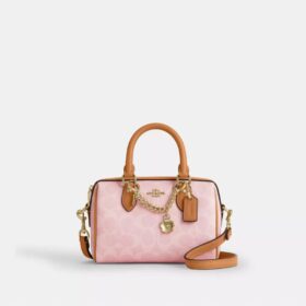 Borsa a tracolla Mini Rowan in Signature Canvas con ciondoli