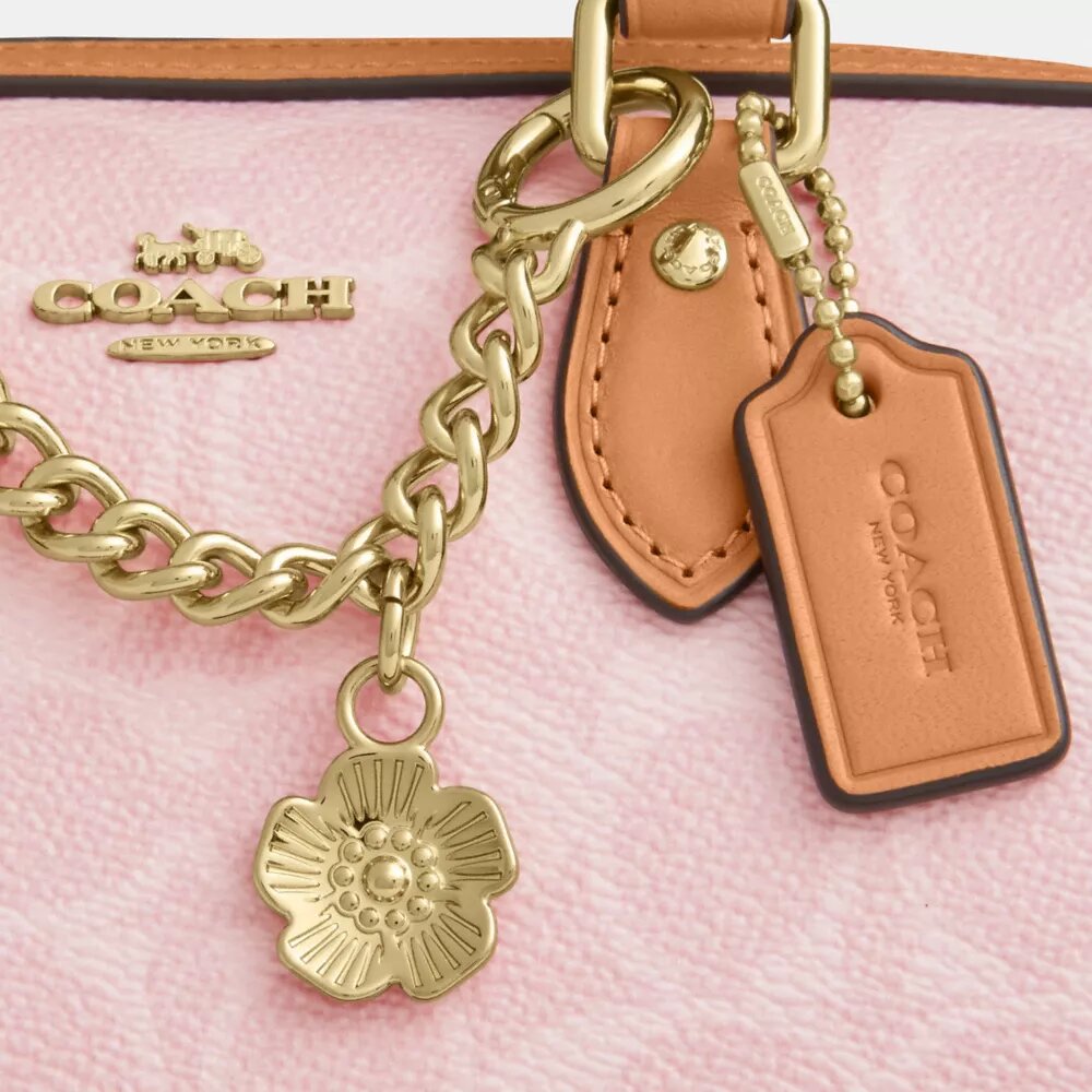 Borsa a tracolla Mini Rowan in Signature Canvas con ciondoli