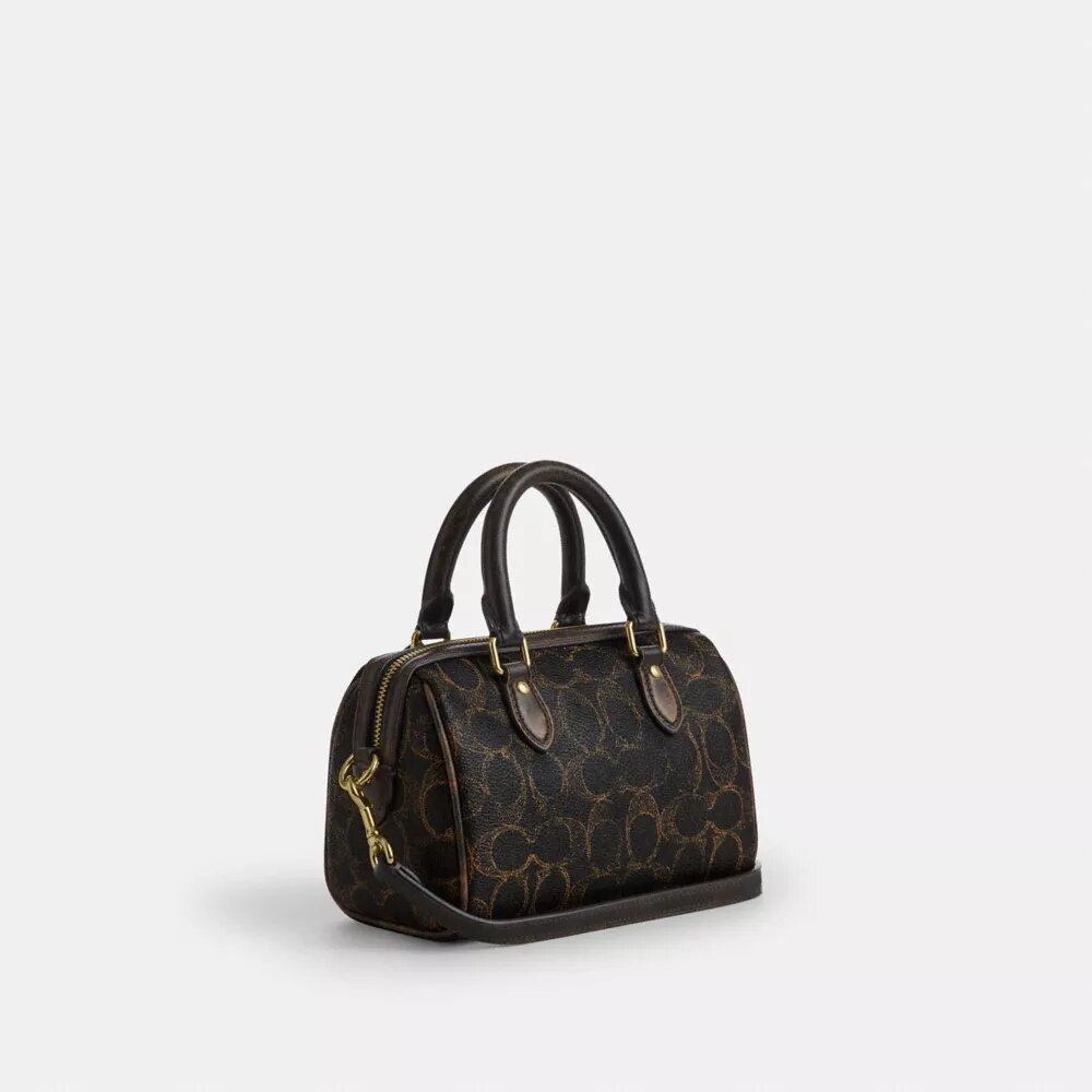Borsa a tracolla Mini Rowan in Signature Canvas con ciondoli