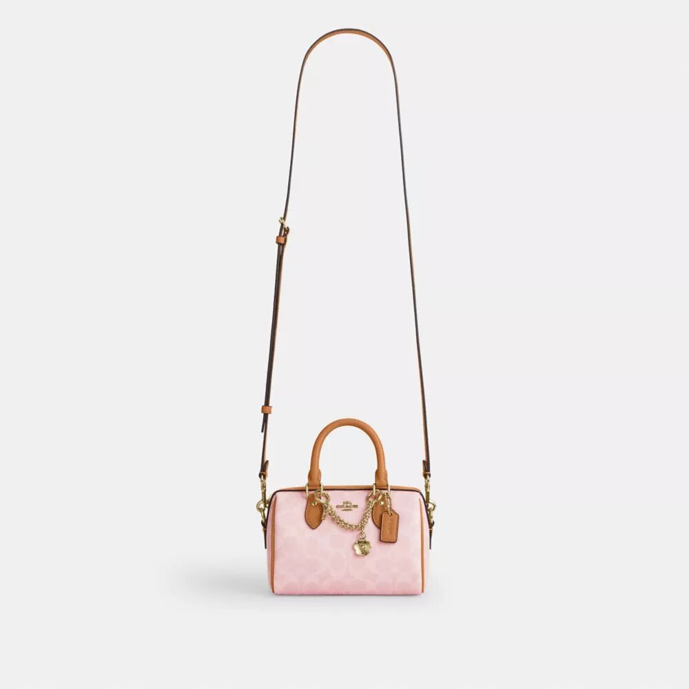 Borsa a tracolla Mini Rowan in Signature Canvas con ciondoli