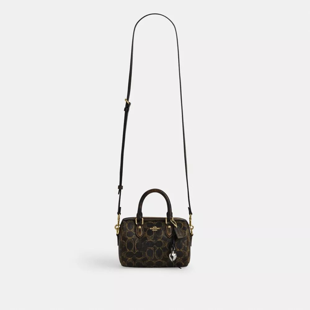 Borsa a tracolla Mini Rowan in Signature Canvas con ciondoli