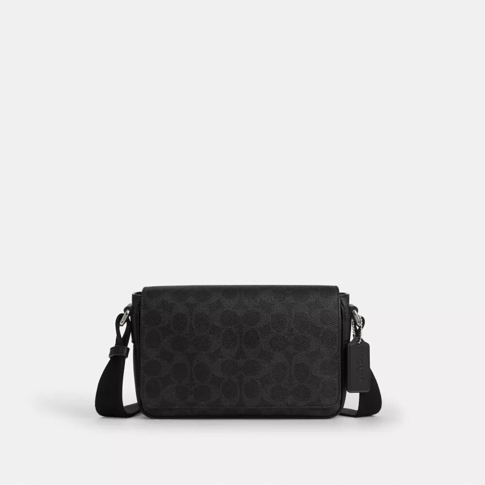 Borsa a tracolla piccola con patta Jack in Signature Canvas