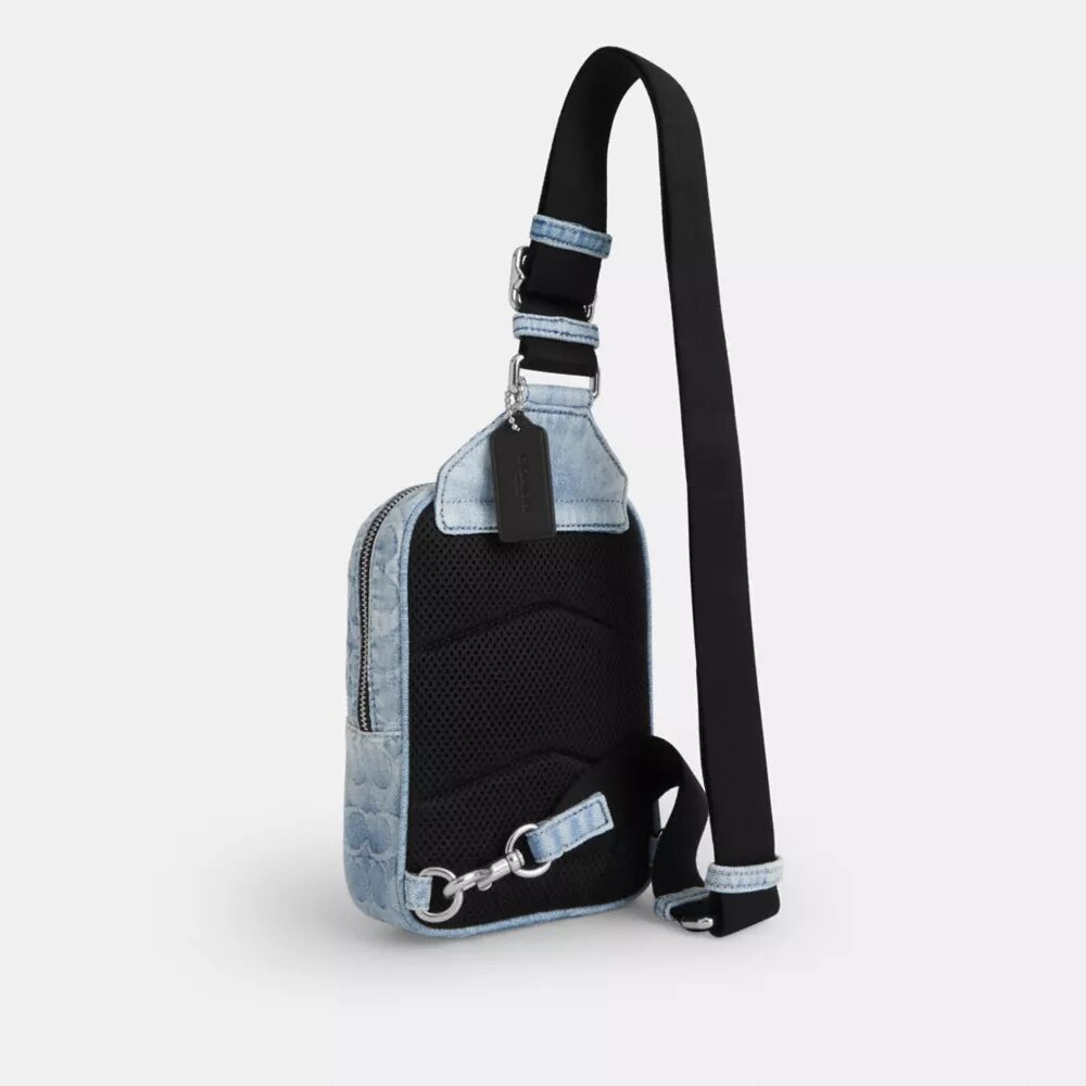 Borsa a tracolla Racer in denim Signature Loved