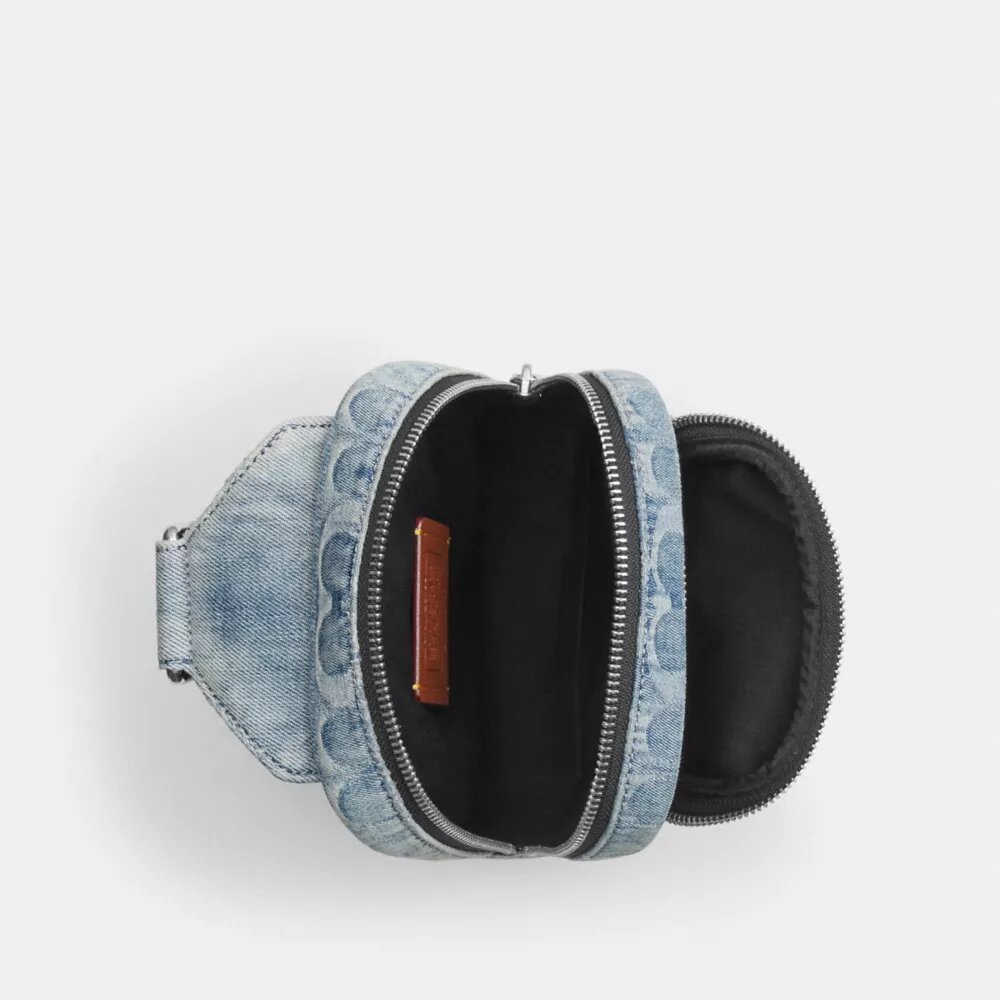 Borsa a tracolla Racer in denim Signature Loved