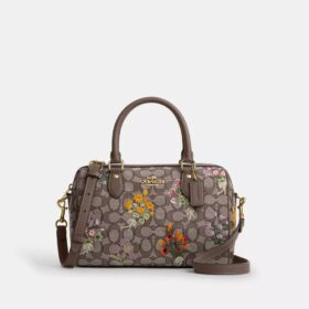 Borsa a tracolla Rowan in jacquard esclusivo con ricami floreali