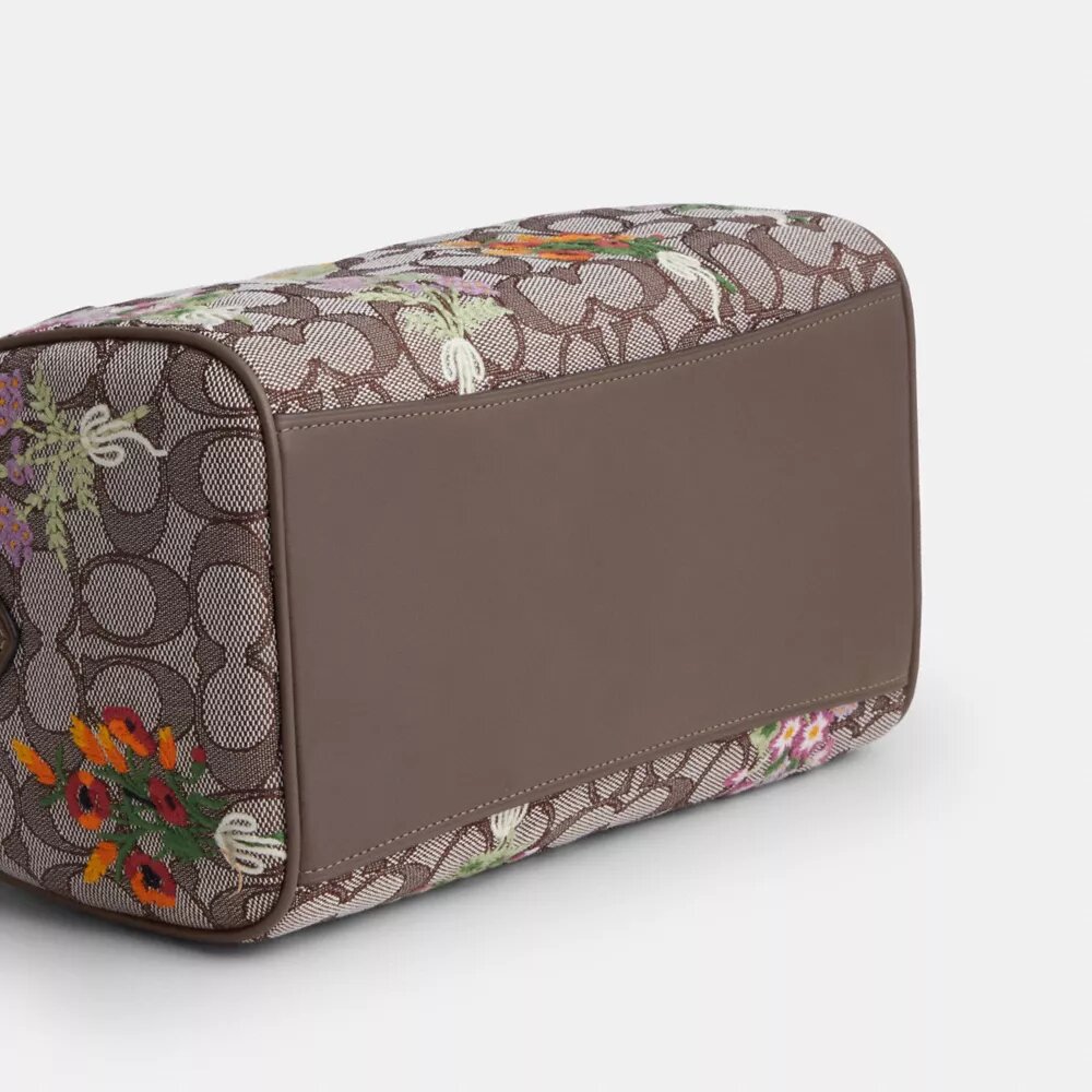 Borsa a tracolla Rowan in jacquard esclusivo con ricami floreali