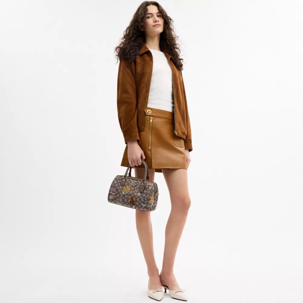 Borsa a tracolla Rowan in jacquard esclusivo con ricami floreali