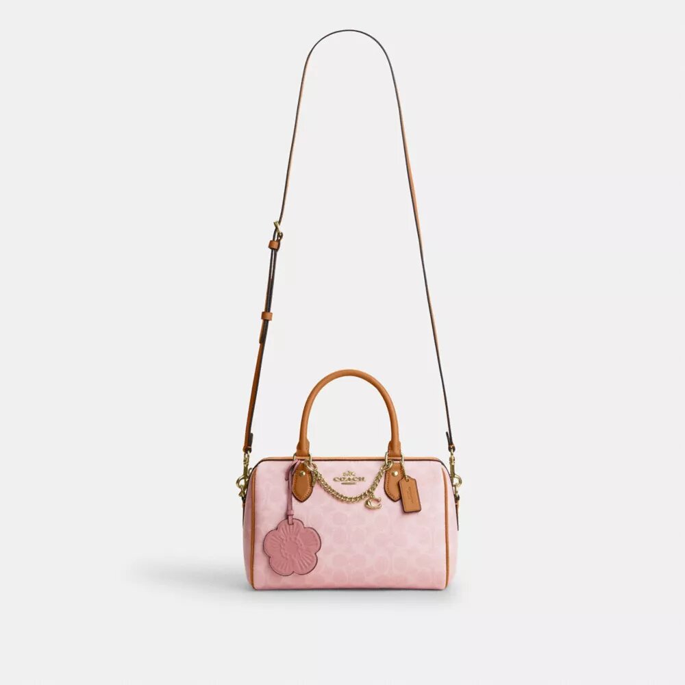 Borsa a tracolla Rowan in Signature Canvas con ciondoli