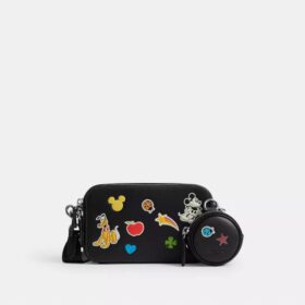 Borsa a tracolla sottile Disney X Coach Charter con stampa adesiva