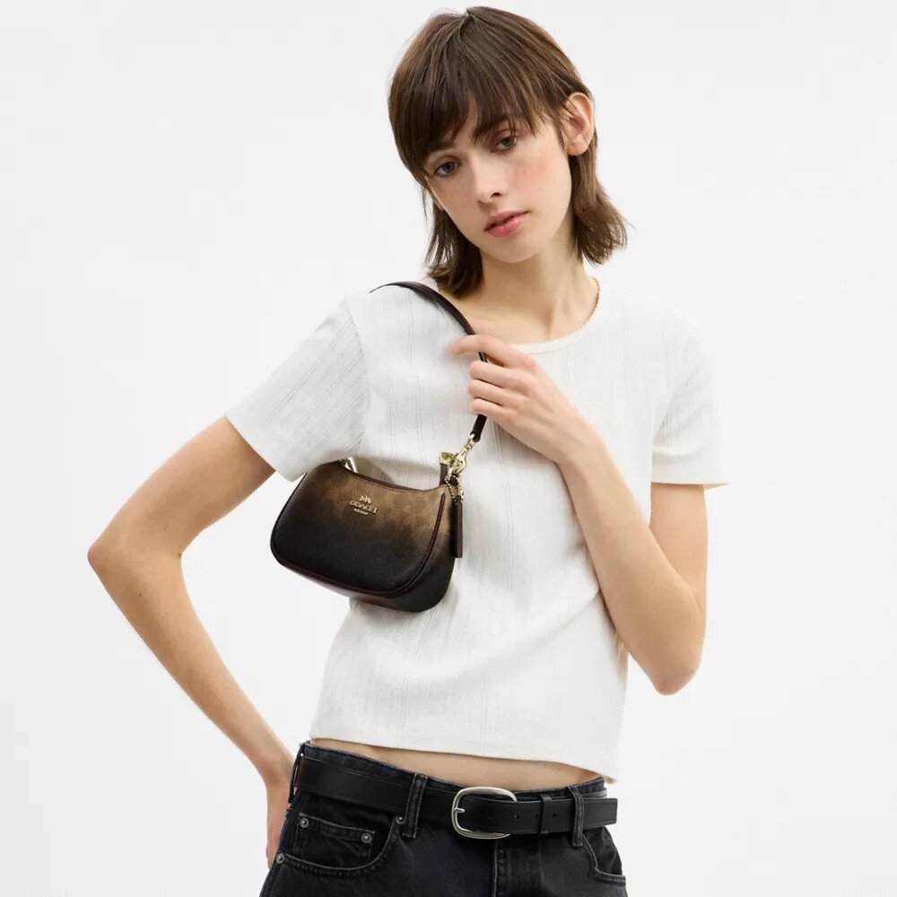 Borsa a tracolla Teri Mini in Signature Canvas