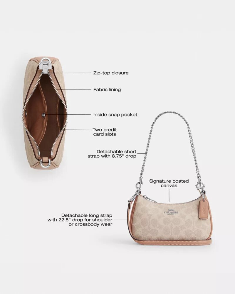 Borsa a tracolla Teri Mini in Signature Canvas