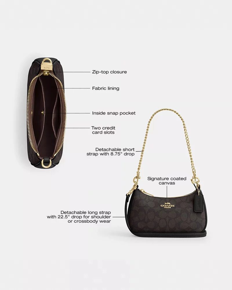Borsa a tracolla Teri Mini in Signature Canvas