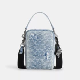 Borsa a tracolla Tristan 14 in denim "Loved Signature" con ciondoli