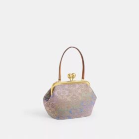 Borsa con telaio Kisslock da 16 in jacquard Crystal Signature
