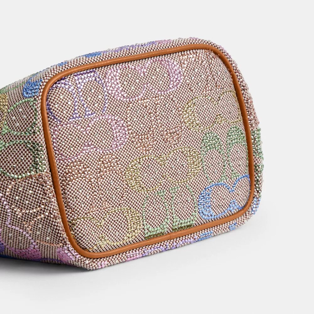Borsa con telaio Kisslock da 16 in jacquard Crystal Signature