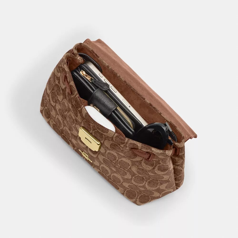 Borsa Emory con manici in ciniglia Signature
