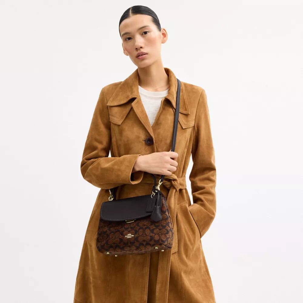 Borsa Emory con manici in ciniglia Signature
