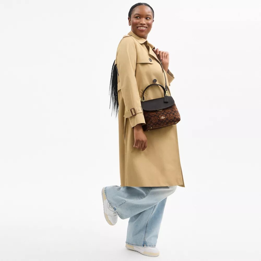 Borsa Emory con manici in ciniglia Signature