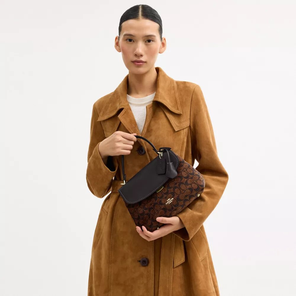 Borsa Emory con manici in ciniglia Signature