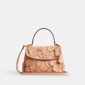 Borsa Emory con manico superiore e applicazione floreale
