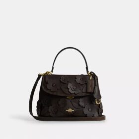 Borsa Emory con manico superiore e applicazione floreale