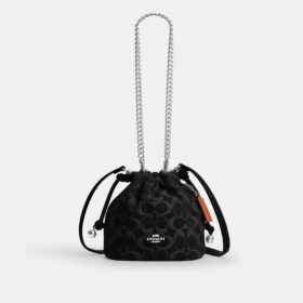 Borsa Faye Mini con coulisse in denim Signature