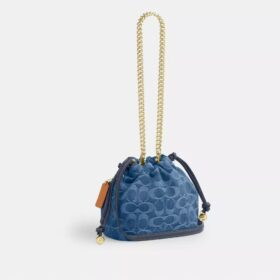 Borsa Faye Mini con coulisse in denim Signature