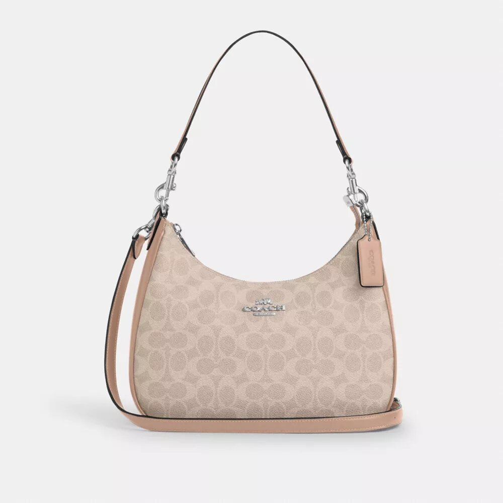 Borsa Hobo Teri in Signature Canvas