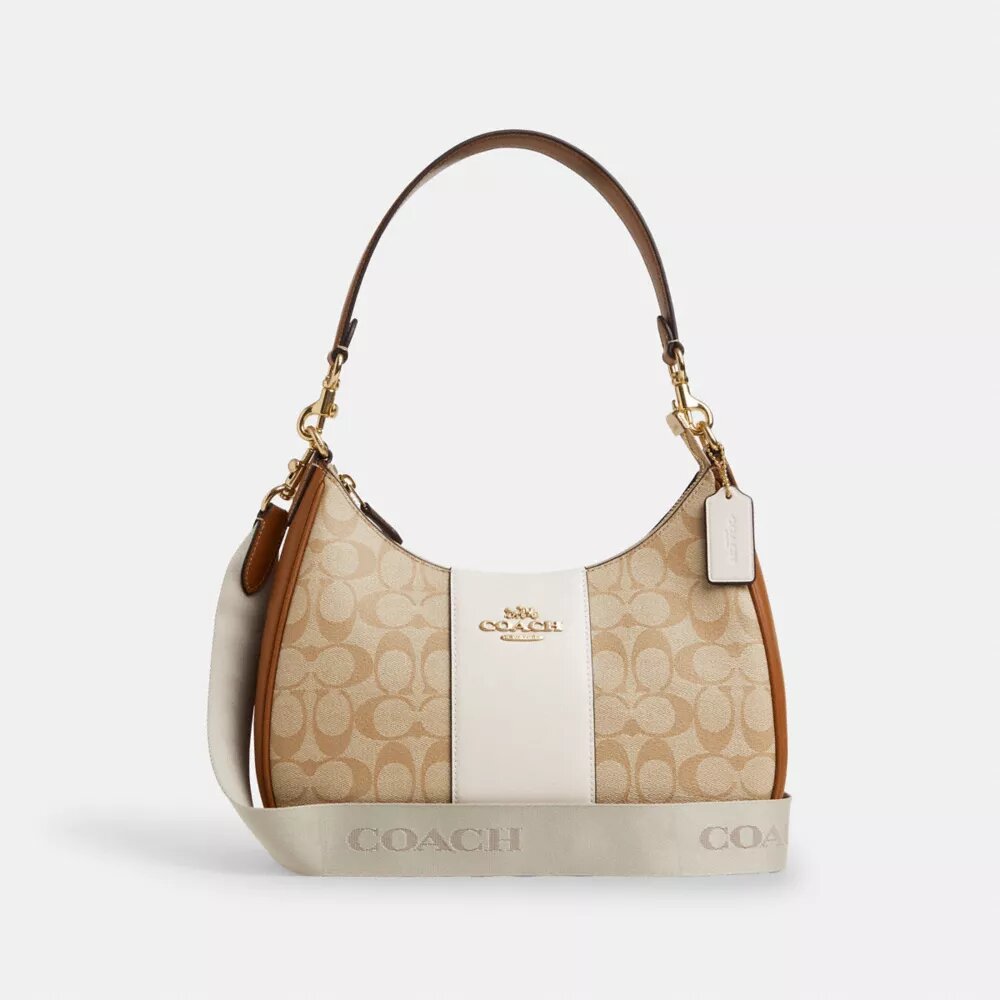 Borsa Hobo Teri in Signature Canvas a righe