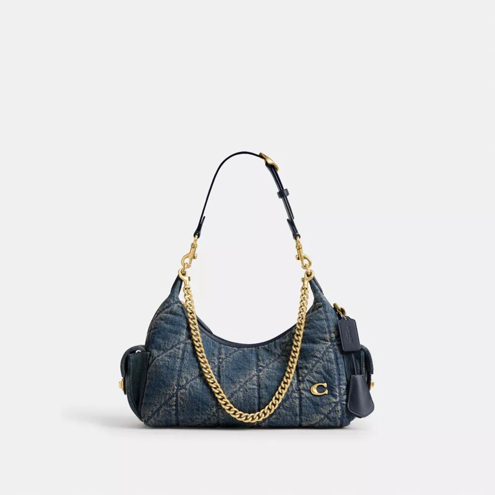 Borsa Pocket Juliet 30 in denim di cotone rigenerativo con trapuntatura