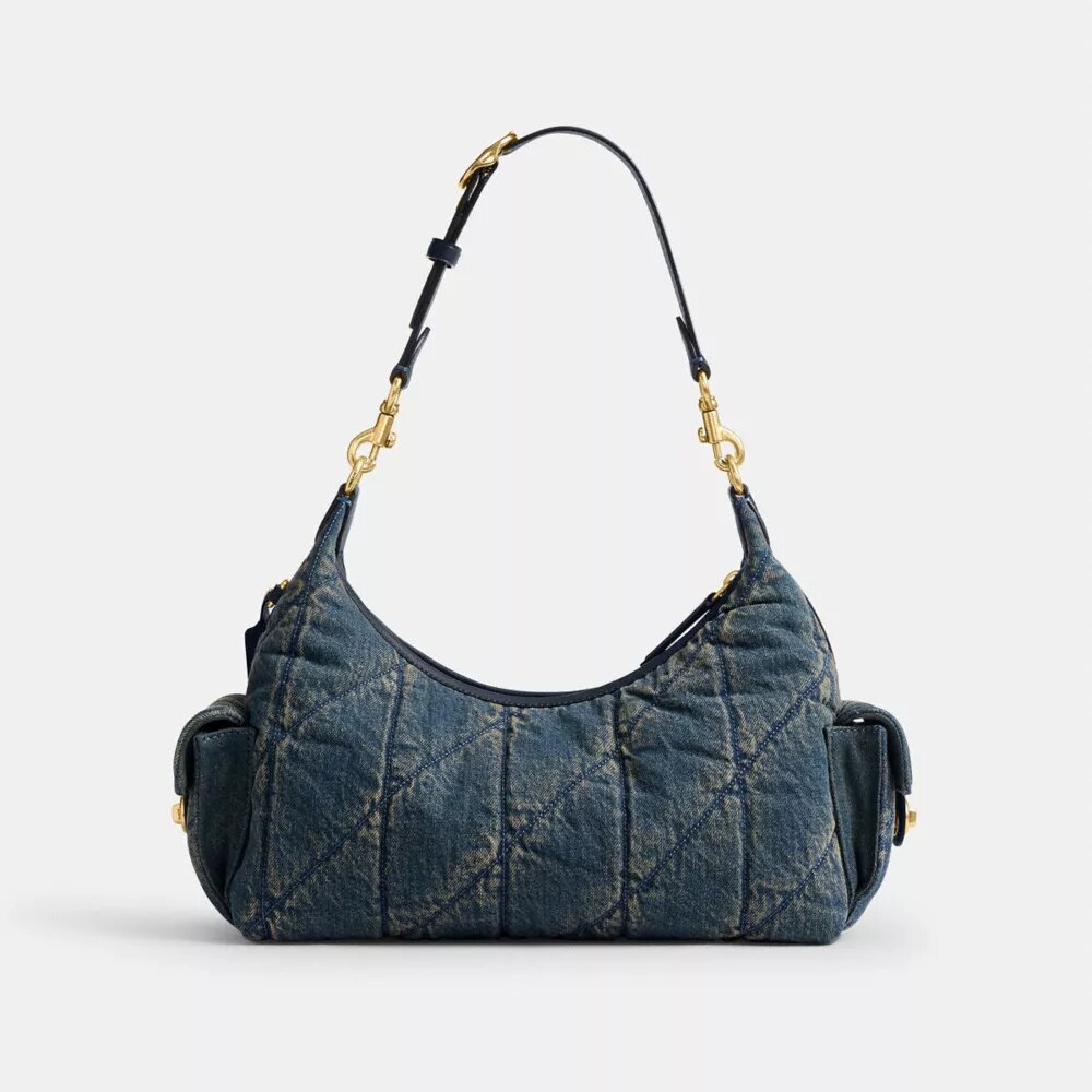 Borsa Pocket Juliet 30 in denim di cotone rigenerativo con trapuntatura