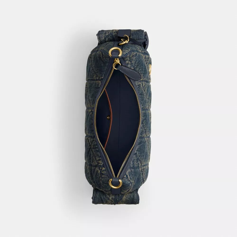 Borsa Pocket Juliet 30 in denim di cotone rigenerativo con trapuntatura