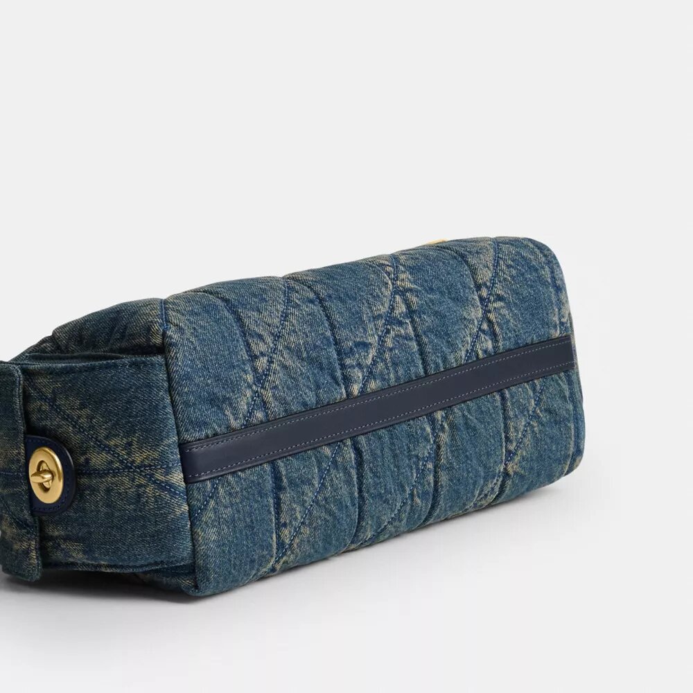 Borsa Pocket Juliet 30 in denim di cotone rigenerativo con trapuntatura