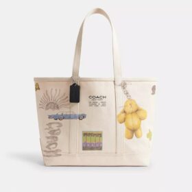 Borsa shopper versatile con stampa a schizzi