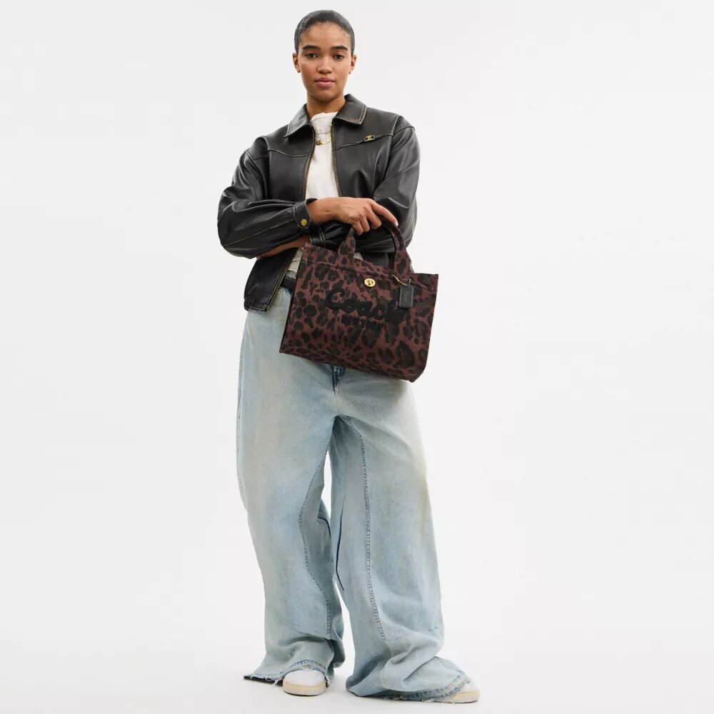 Borsa Tote cargo con stampa leopardata