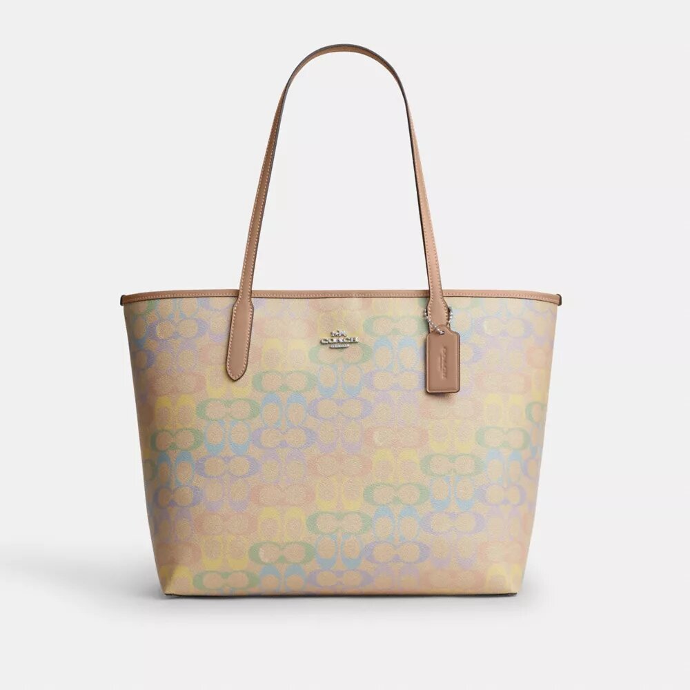 Borsa Tote City in tela Rainbow Signature Canvas