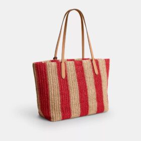 Borsa Tote da città a righe con ciondolo