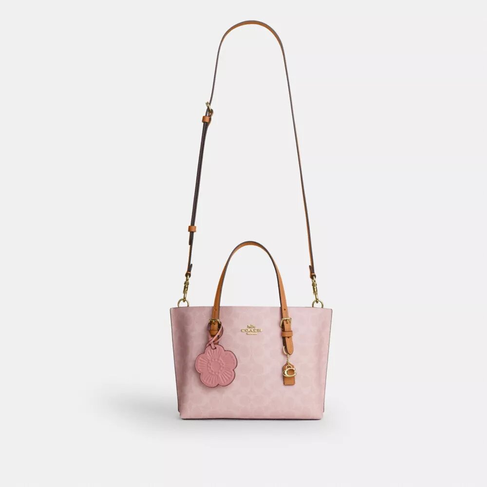 Borsa Tote Mollie da 25 in Signature Canvas con ciondoli