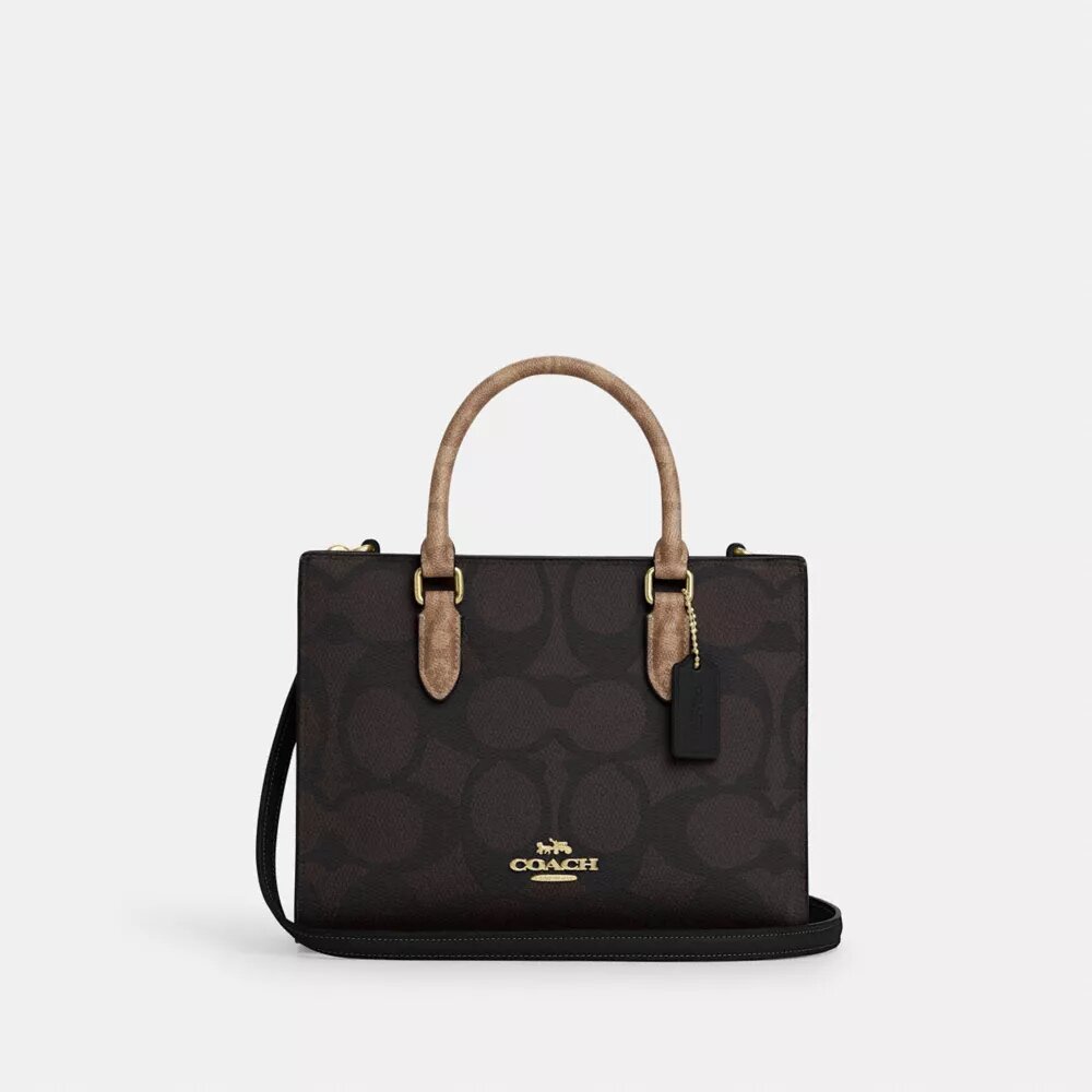 Borsa Tote piccola Maggie in Signature Canvas a blocchi