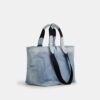Borsa Tote "Small Tour" in denim "Loved" con ciondoli