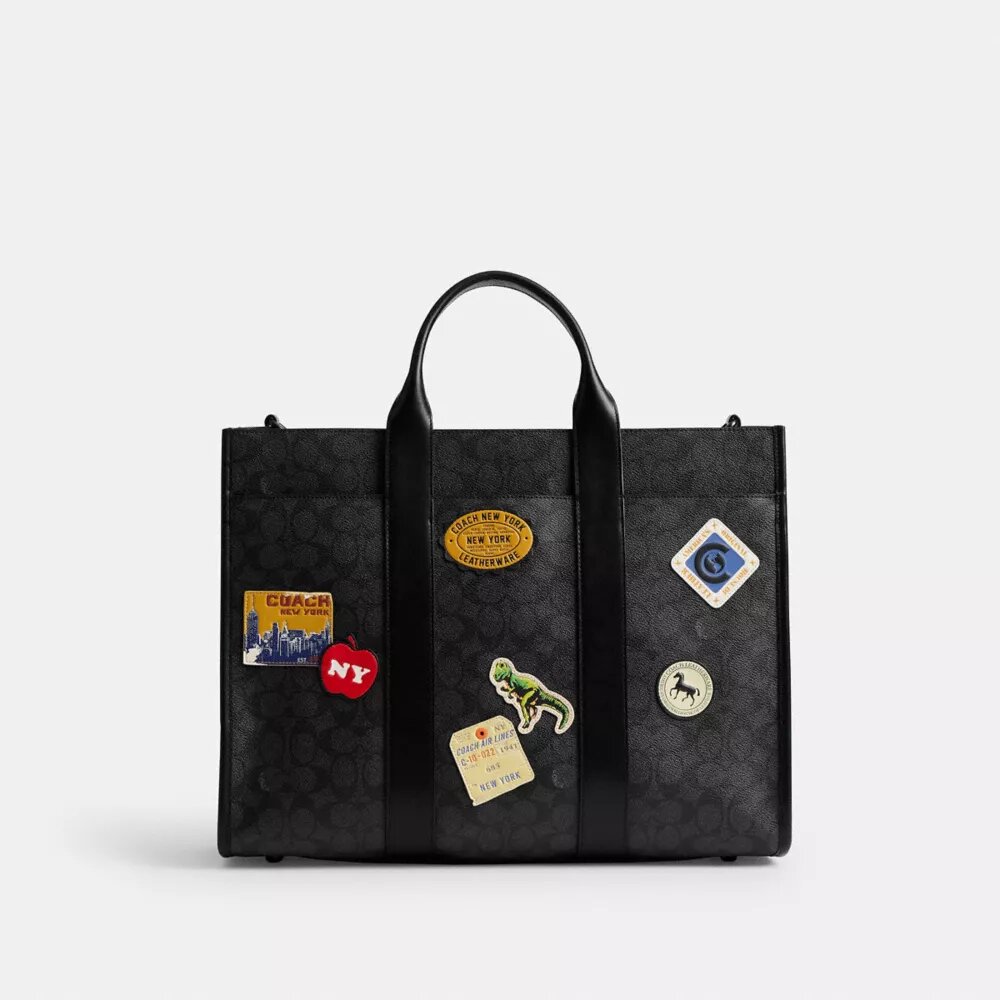Borsa Wesley in Signature Canvas con toppe