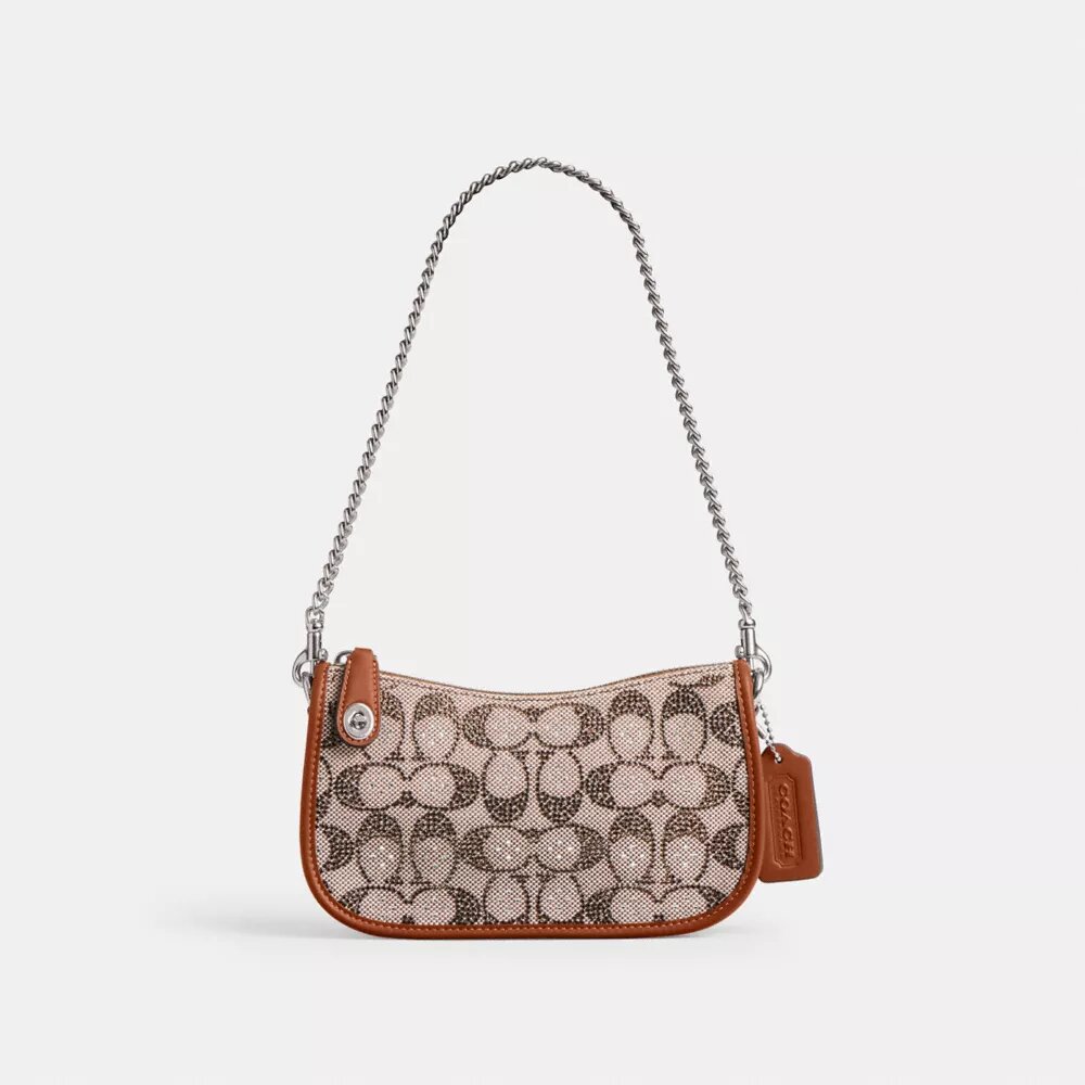 Borse Swinger 20 con catena in jacquard Crystal Signature