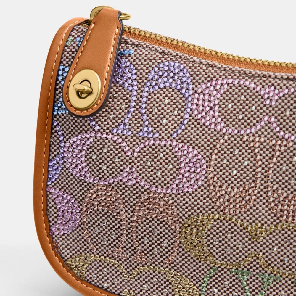 Borse Swinger 20 con catena in jacquard Crystal Signature