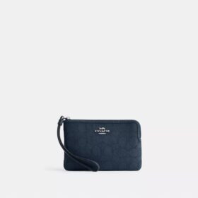Borsello da polso con cerniera angolare in jacquard Signature