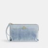 Borsello da polso grande con cerniera angolare in denim "Loved"