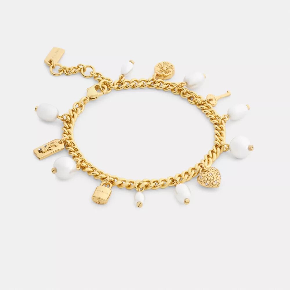 Bracciale con ciondoli a forma di perla e cuore