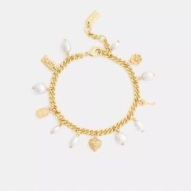 Bracciale con ciondoli a forma di perla e cuore