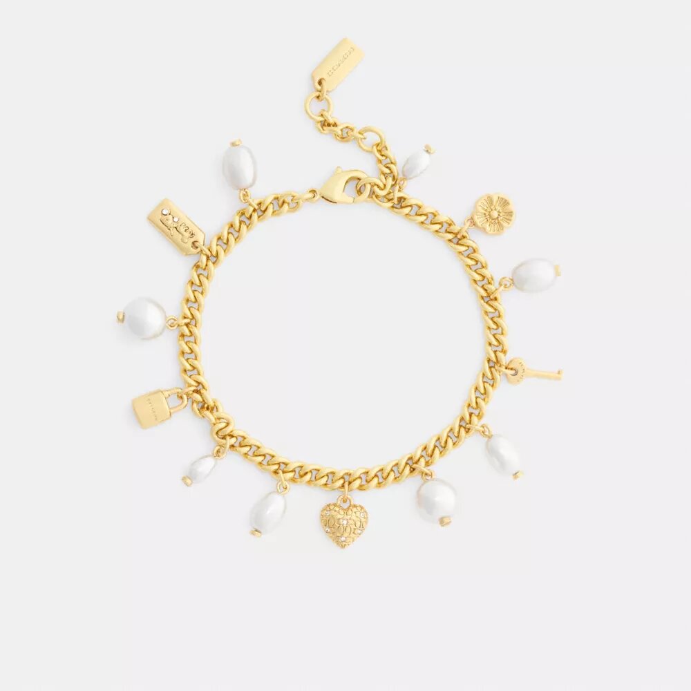 Bracciale con ciondoli a forma di perla e cuore
